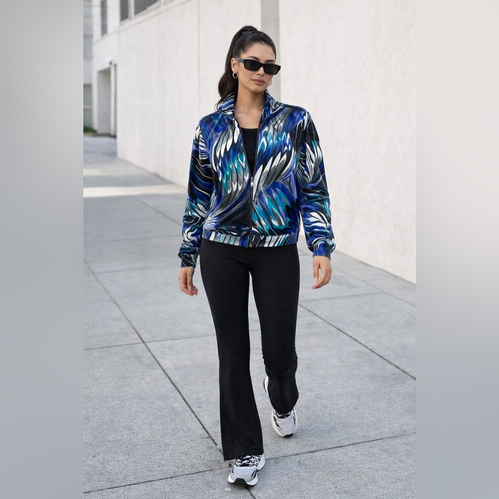 Mirror Image Abstract Zip-Up Jacket Y2K Graphic Track Jacket